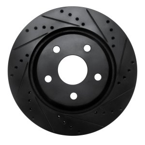 Jeep Wrangler Brake Rotor (1) - Front Right - R1 Concepts - Drilled & Slotted - Black - `12-`18